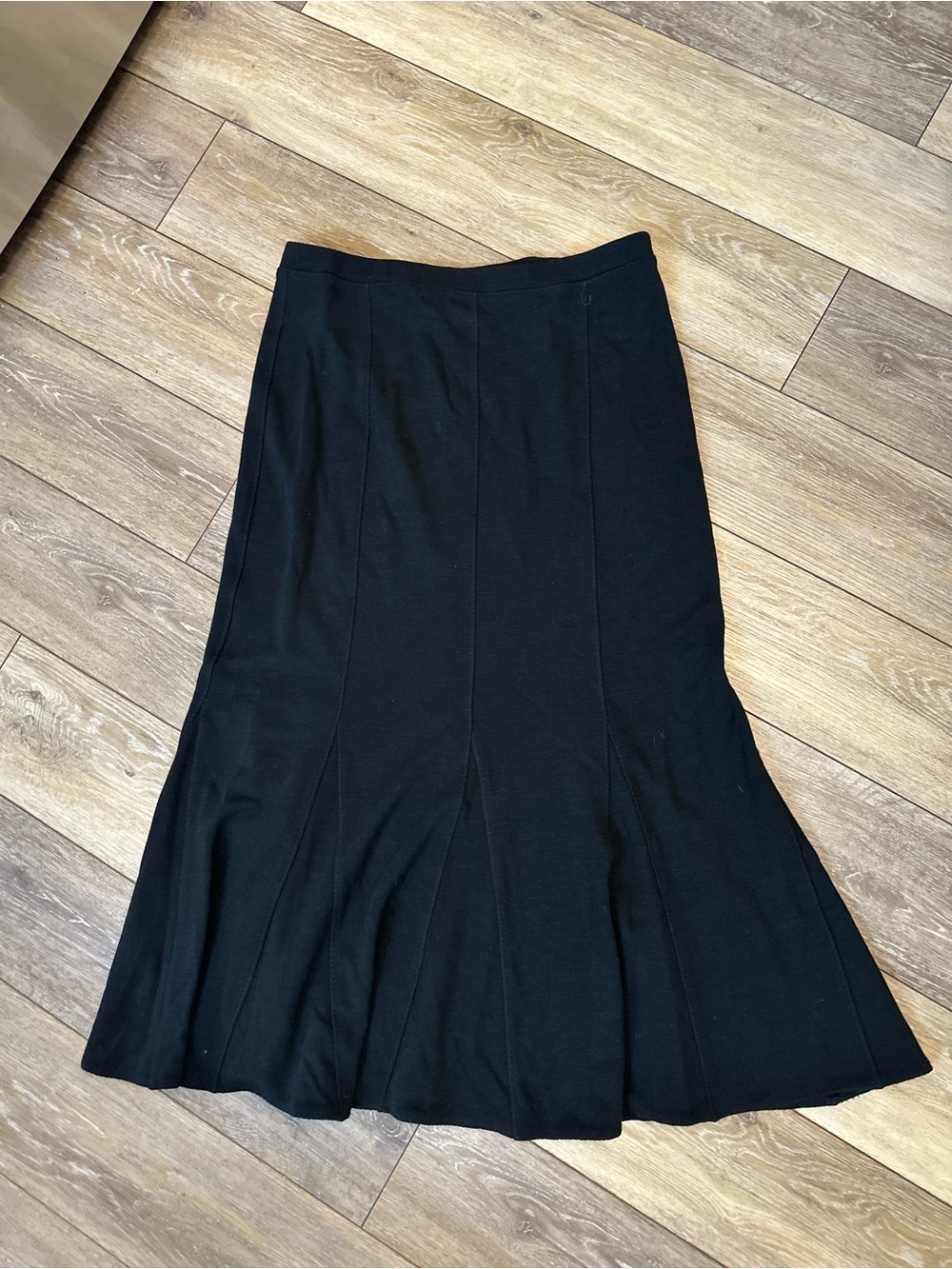 EILEEN FISHER Black Godot Skirt Womens Wool Viscose Blend Elastic Waist Medium